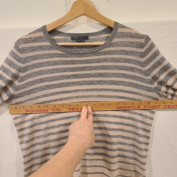 Vince Sweater Wool Cashmere Blend Pink Gray Stripes Pullover Lightweight Small - Picture 6 of 7